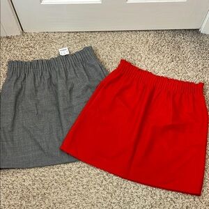 Bundle - J. Crew Paper Bag Gray and Red Mini Bubble Pull On Skirts - Size 2 & 4